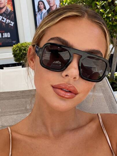 1 Pair Unisex Black Square Retro Fashion Sunglasses, Suitable For Back To School, Travel And Beach, Basic Style For Autumn/Winter, Business Casual, Gift