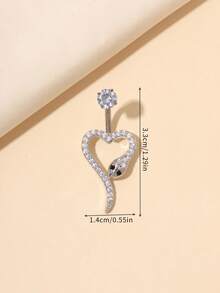 1件时尚钛金肚脐环，蛇形设计，适合日常佩戴 - 銀色 - 查看 3