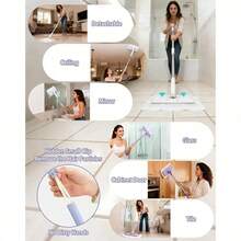 1pc Lazy Mop (Includes 10 Cleaning Cloths) - Zero-Contact Mini Mop For Easy Cloth Replacement, 360° Rotating Mop Head And Adjustable Handle, Suitable For Both Wet And Dry Use, Wide Cleaning Range, And Space-Saving Wall-Mounted Design. - A - 查看 3