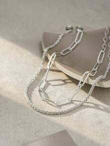 Nooxian Bộ 2 chiếc vòng chân bằng bạc lấp lánh đính đá Zirconia trắng tinh khôi dành cho nữ - Bạc - Xem 4