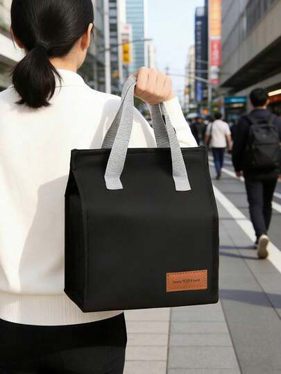 1pc Lunch Bag, Women's Lunch Tote, Handbag, Work Bag, Ladies Handbag, Kitchen Essential, Men's Lunch Bag, Travel Essential, Gift For Coworker, School Supplies, Teacher Gift, Insulated Lunch Bag With Hook And Loop Closure
