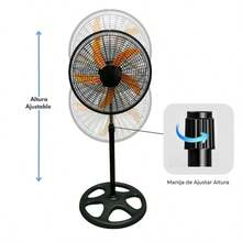 Ventilador Oscilante Portátil con Base de Alta Velocidad y Altura Ajustable, 5 Páginas de Plástico para Uso en Hogar, Oficina y Exteriores - Naranja - Ver 3