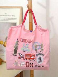 New Embroidered Pattern Large Capacity Tote Bag, Women's Fashion Versatile Shoulder Handbag - Multicolor - View 5