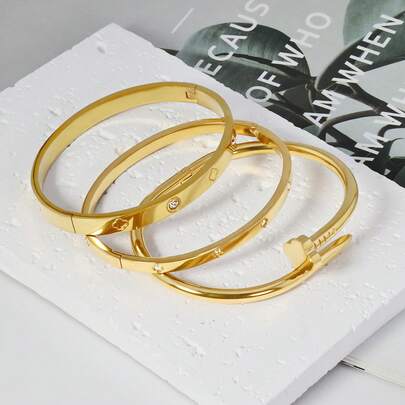 DAILI Vòng tay hình cỏ bốn lá mạ vàng 18K bằng thép không gỉ, quà tặng Ngày của Mẹ dành cho phái nữ, phù hợp cho các bữa tiệc, đeo hàng ngày, phong cách Âu Mỹ, cá tính, sang trọng, vòng tay đính đá Cubic Zirconia cao cấp, bộ trang sức cưới, quà tặng cho các cô gái, phụ nữ và người thân.