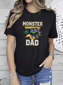 Women T-Shirt Print Monster Truck Dad Are My Jam Lovers T Shirt Vintage Washed Graphic Comfortable Stylish Soft Fashion Designer Clothes - màu đen - Xem 1
