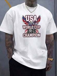 USA World Cup 2026 Champion Men's Graphic Print TShirt Premium Soft  Tee For Game Day,Casual Wear,Or Patriotic Gifts For Soccer Fans & American Sports Enthusiasts – Show Your Support! - 黑色 - 查看 1