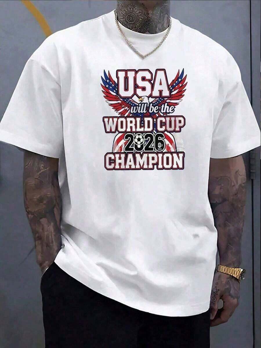USA World Cup 2026 Champion Men's Graphic Print TShirt Premium Soft Tee For Game Day,Casual Wear,Or Patriotic Gifts For Soccer Fans & American Sports Enthusiasts – Show Your Support! - 黑色 - 查看 1