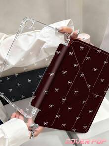 Deep Red, White Bow Tie Tablet Case Compatible With Air 11-Inch M3 2025 / M2 2024, Air 5th Generation 2022 , (A16) 11 Inch 11th Generation 2025,Compatible With Samsung Galaxy Tab,Kindle Paperwhite 12th Gen 2024, Clear Back ,Fashion Pattern Protective Case,Automatic Sleep And Wake-Up Function, Airbag Protection, Suitable For Gifts And Office Use - Multicolor - View 2