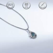 1 pieza Elegante y lujoso collar colgante de plata 925 con ágata en forma de gota de agua, adecuado para uso diario, fiestas y como regalo para mujeres - Plateado - Ver 2