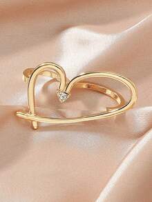 1pc Asymmetrical Heart Shaped Exaggerated Fashion Ring For Women - Gold - View 2