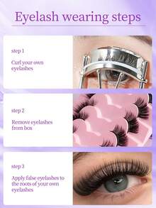 7 Pairs Thick, Long, 3D Curled False Eyelashes - View 6