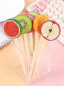 1支返校水果造型中性笔，0.5毫米水果切片设计，情人节文具，新奇文具礼品，学生用品，奖励笔 - 水果切片 - 查看 1