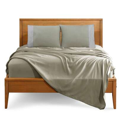 New Nordic Style Solid Color Bedding Set, Skin-Friendly Breathable Bed Sheet + Contrast Color Pillowcase, Suitable For All Seasons