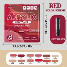 Bộ bút vẽ màu acrylic 84 màu, 7 sắc độ chuyển màu, 12 chiếc/hộp, khô nhanh, thích hợp cho vải bố, vải, đá, gốm sứ, gỗ và thủy tinh | Bộ dụng cụ thủ công chuyên nghiệp, quà tặng cho bé trai/bé gái (Giáng sinh & tựu trường) - Bút đánh dấu acrylic - Xem 17