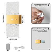 Modern Crystal LED Wall Lamp With Sensor, Smart Wall Light, Indoor Motion Sensor Wall Light, Wireless LED Wall Lamp, Battery Powered Night Light, Adhesive Design, Rotatable, Suitable For Bedroom Bedside, Corridor, Living Room Decor - Various - View 5