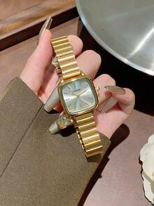 1 pieza Reloj de cuarzo con diseño de espiga de trigo dorado redondo para mujer, con escala de números arábigos, adecuado para uso diario, puede usarse como regalo de cumpleaños/Año Nuevo/Navidad - Dorado - Ver 2