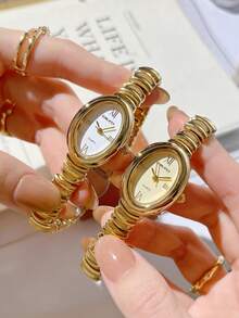 1 pieza Reloj pulsera de mujer con esfera de números romanos y incrustaciones de rhinestones de lujo, adecuado para reuniones sociales, fiestas, uso diario, regalo para vacaciones - estilo3 - Ver 13