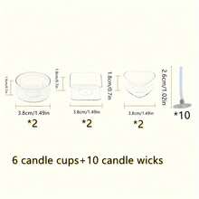 16件套茶蜡烛制作套装，3.8厘米/1.49英寸耐热塑料许愿杯托，包含2个心形、2个方形、2个圆形，10根26毫米长蜡烛芯，适用于DIY手工项目 - 茶蠟杯+燈芯 - 查看 9