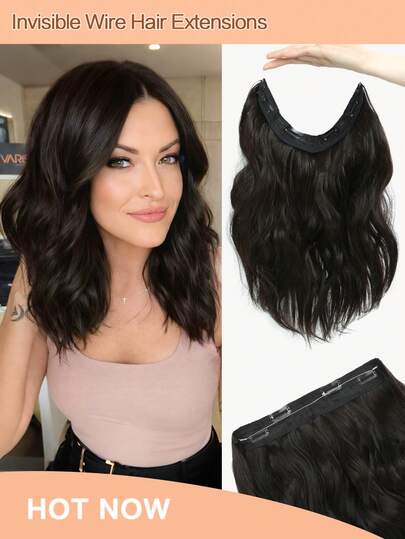 Extensiones de cabello de 12 pulgadas con ondas de viernes, extensiones de cabello con clip invisibles de color negro y marrón, piezas de cabello sintético para uso diario de mujeres