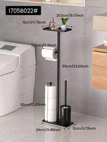 Space-Saving Bathroom Organizer Box, Floor-Standing Toilet Paper Holder With Cleaning Brush And Tissue Rack, Moisture-Proof Wall-Mounted Storage Rack For Easy Access - Multicolor - View 3