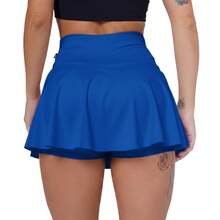 Shorts Skirt With Flared Detail In Spandex And Elastane – Comfortable, Not See-Through, Ideal For The Gym And Aesthetic Looks - Royal Blue - View 2
