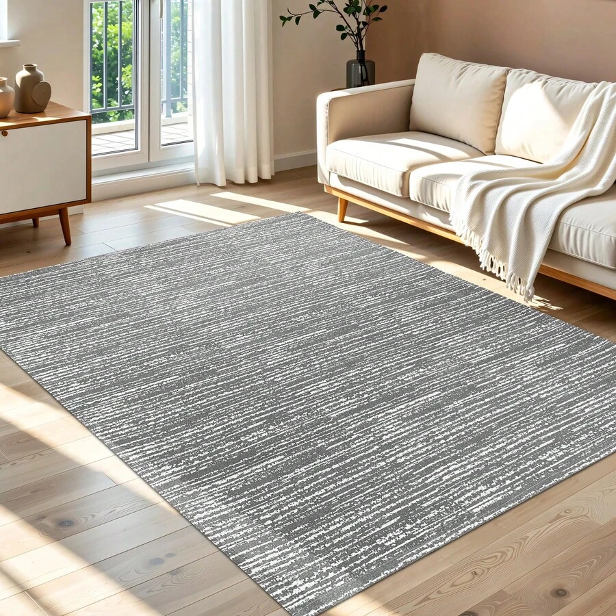 Jacquard Living Room Rug 2.00 X 1.40m Non-Slip Mixed Pattern Handmade Rustic Washable - Xám - Xem 1