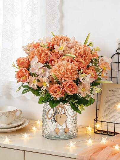 1pc Artificial Colorful Rose Balls, Wedding Bride Bouquets, Handmade Flower Arrangements, Home Office Room Holiday Decorations, Dining Table Decorations, Farmhouse, Kitchen Dining Table Decorations, Winter Home Decorations, Birthday Gifts