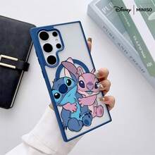 Miniso Disney Lilo & Stitch Stitch & Angel Hugging Design Phone Case Transparent Magnetic Shockproof Case Suitable For Samsung S25 Ultra/S25 Plus/S25/S24 Ultra/S24 Plus/S24/S23 Ultra/S23 FE/S23 Plus/S23/S22Ultra/S22 Plus/S22 Stocking Stuffers The Girlfriend - 黑色 - 查看 5