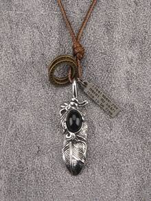 Fashionable and Popular Men Slogan Detail Geometric & Anchor Charm Necklace Alloy for Jewelry Gift and for a Stylish Look - Bronze - View 8