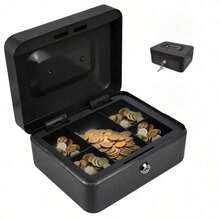 MEFENY Caja Dinero Fuerte ,cash Box Metálica Mate Mediana - Negro - Ver 3