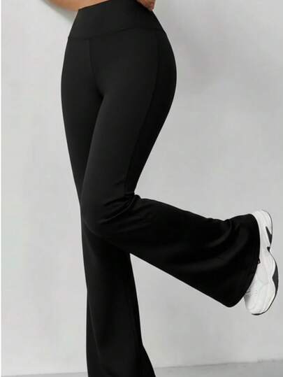 Calça Legging Bailarina Lisa Cintura Alta Flare Confortável Feminina