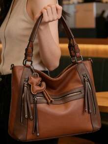 New Women's Handbag, Large Capacity, Ideal For Everyday Use, Women's Shoulder Bag, Tote Bag. - 棕色 - 查看 3