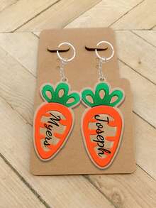 Customized Easter Carrot Text Acrylic Keychain, Personalized Keychain, Couple Keychain, Birthday Gift, Anniversary Gift, Couple Gift, Home Decor, Souvenir, Cute, High Quality, Birthday Gift, Wedding Anniversary, Graduation Souvenir, Mother's Day Father's Day Gift - Multicolor - View 4