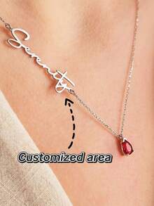 1 Personalized Handmade Birthstone Pendant Necklace With Side Engraved Name Design, Full Of Love, Is A Great Valentine's Day Gift For Loved Ones - Multicolor - View 1