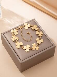 1. 时尚清新个性三瓣花经典女士脚链，适合日常聚会、舞会等场合，或作为礼物赠送他人（不含礼盒） - 金黃色 - 查看 3