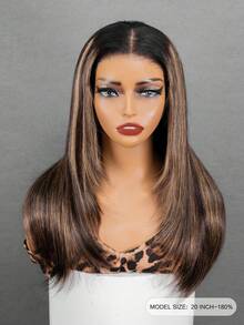 OQ 200% Density 16-24 Inch High Gloss Color Pre-Cut 7x5 Transparent Lace Front Straight Hair Layered Cut Glue-Free Wearable Wig Pre-Trimmed Hairline Human Hair Low Shedding Seamless Invisible - SNATURAL/27 - View 7
