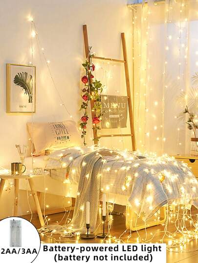 1 件 10/10/20/40/80 LED 1.5m/2m/3m/4m/10m 卧室仙女灯、生日装饰、室内氛围灯、婚礼派对节日装饰、礼物、彩色闪光灯串、电池供电