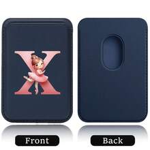 Elastic Magsafe Cardholder Slim Magnetic Wallet Vegan Leather Minimalist Designed Built-In Magnet Magnet Phone Bag Cover CellPhone Credit Card Holder For Apple12/13/14/15/16 Pro Max & Magsafe Case A-Z Astronaut Ballerina Girl Pattern - Teal Blue - View 19