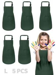 5pcs Kids Apron With 2 Pockets, Adjustable, Suitable For Boys And Girls, Children's Art Painting Apron For Kitchen, Classroom, Cooking, Baking, DIY - Multicolor - View 38
