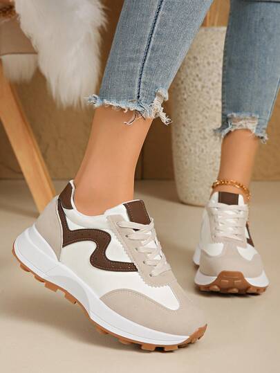 Women's Spring/Autumn White Low-Top Sneakers, Lightweight Non-Slip Low Heel Round Toe Breathable Lace-Up Casual Outdoor Sports Shoes, Comfortable Lace-Up Athletic Shoes - Lightweight Multi-Purpose Casual Shoes, Suitable For All Seasons Non-Slip Rubber Sole