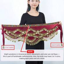Women's Wavy Belly Dance Waist Belt & Hip Scarf, Women's Sweet Belly Dance Coin Hip Wrap Skirt - Multicolor - View 25