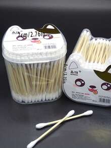 1 låda söt bomullspinne tecknad låda enkel och hållbar bomull öronpinnar enkelt och trendigt heminredningsartiklar bomullspinnar kosmetika hjälpverktyg - Vit - Visa 6