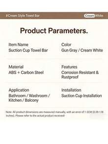 Suction Cup Towel Rack, No Drill Bathroom Towel Bar, Towel Wall Mount Storage Rack, Single/Double Bar - Multicolor - View 7