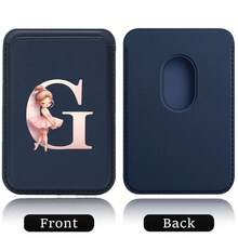 Elastic Magsafe Cardholder Slim Magnetic Wallet Vegan Leather Minimalist Designed Built-In Magnet Magnet Phone Bag Cover CellPhone Credit Card Holder For Apple12/13/14/15/16 Pro Max & Magsafe Case A-Z Astronaut Ballerina Girl Pattern - Teal Blue - View 23