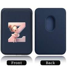 Elastic Magsafe Cardholder Slim Magnetic Wallet Vegan Leather Minimalist Designed Built-In Magnet Magnet Phone Bag Cover CellPhone Credit Card Holder For Apple12/13/14/15/16 Pro Max & Magsafe Case A-Z Astronaut Ballerina Girl Pattern - Teal Blue - View 12
