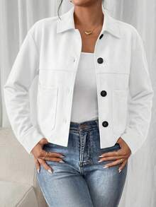 PRETTYGARDEN Women's Faux Suede Cropped Jacket Casual Fall Fashion Button Down Winter Coats Outerwear Clothes Christmas New Years Outfit Women - 白色 - 查看 5