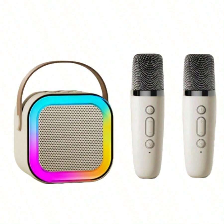 Altavoz Portátil Con Luces Led, Sonido Y Micrófono - Blanco - Ver 1