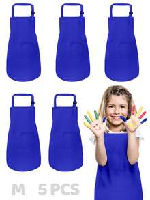 5pcs Kids Apron With 2 Pockets, Adjustable, Suitable For Boys And Girls, Children's Art Painting Apron For Kitchen, Classroom, Cooking, Baking, DIY - Multicolor - View 27