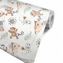 Papel de Parede Decorativo Infantil Fácil  Aplicação Safari Animais Quarto Infantil Baby Menino Menina Casa Quarto  Escola Berçario Cadernos  Agenda - Animais - Visão 16