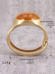 1pc Fashionable Luxury Exaggerated Outline Inlaid Oval Yellow & Green Resin Bangle Bracelet, Gift For Girlfriend, Wife, Friend - Resin Inlay - View 11